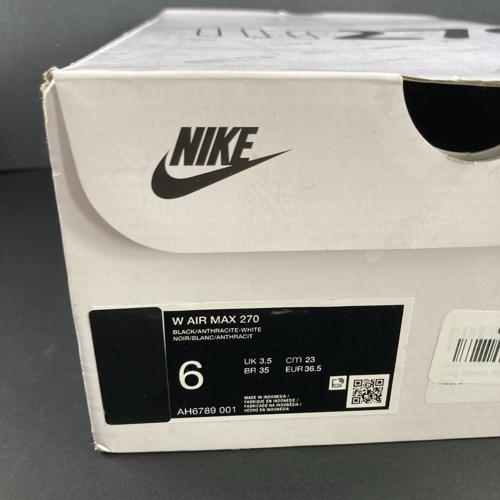 Womens Size 6 - Nike Air Max 270 Black/White Sneakers - AH6789-001 thumbnail 9