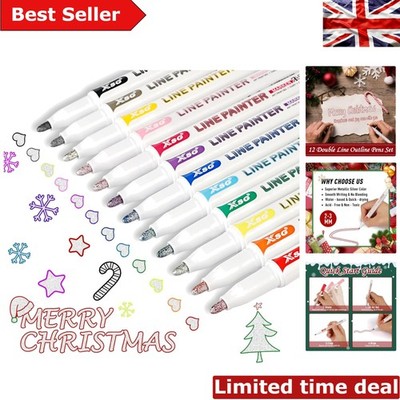 Ungiftige 12 Stück Glitzer Umriss Marker Stifte - Perfekt für Kunst & Handwerk