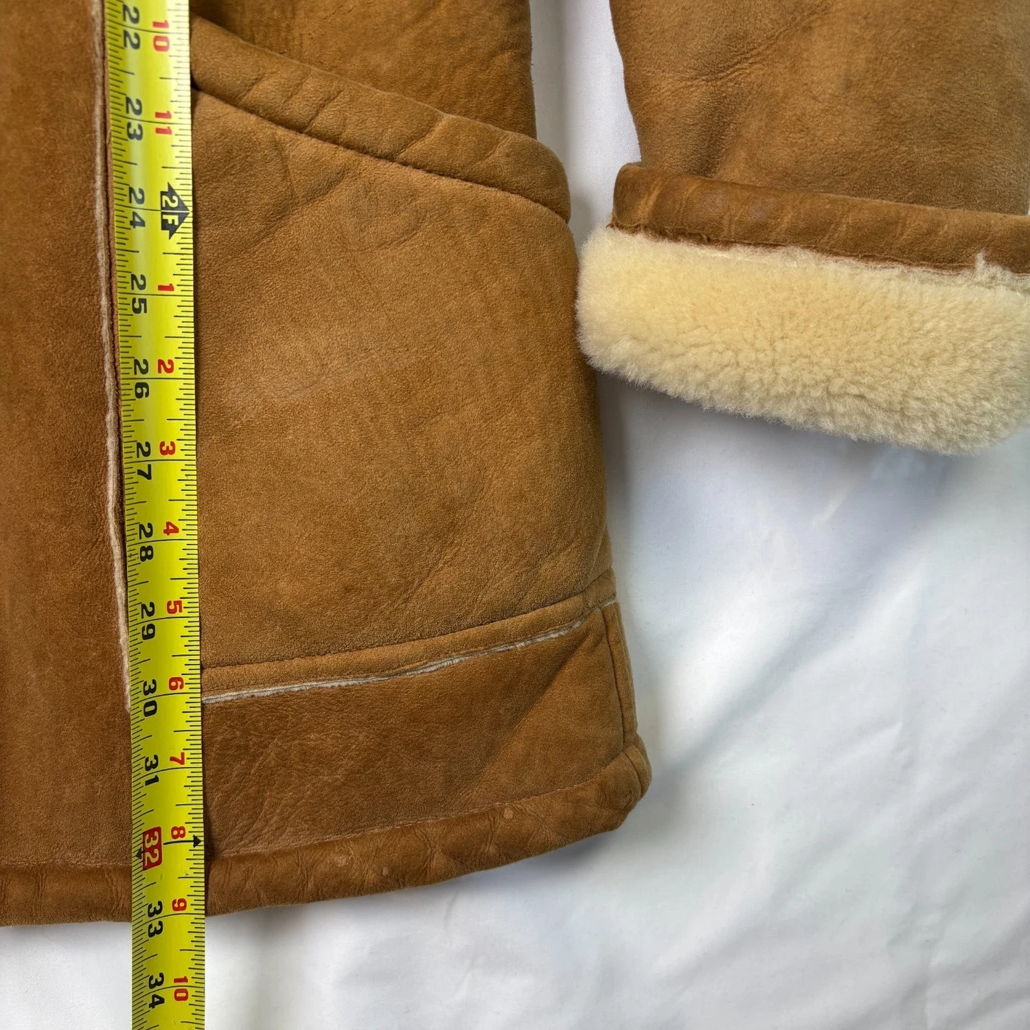 Vtg Ice Age Shearling Coat 70s Mens Medium Brown Suede Leather Rancher Jacket image 8