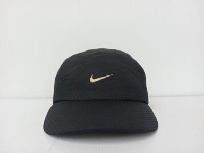 Vtg. 6 Panel Nike Tennis Court Hat Cap Black Full Mesh TAILWIND White Swoosh