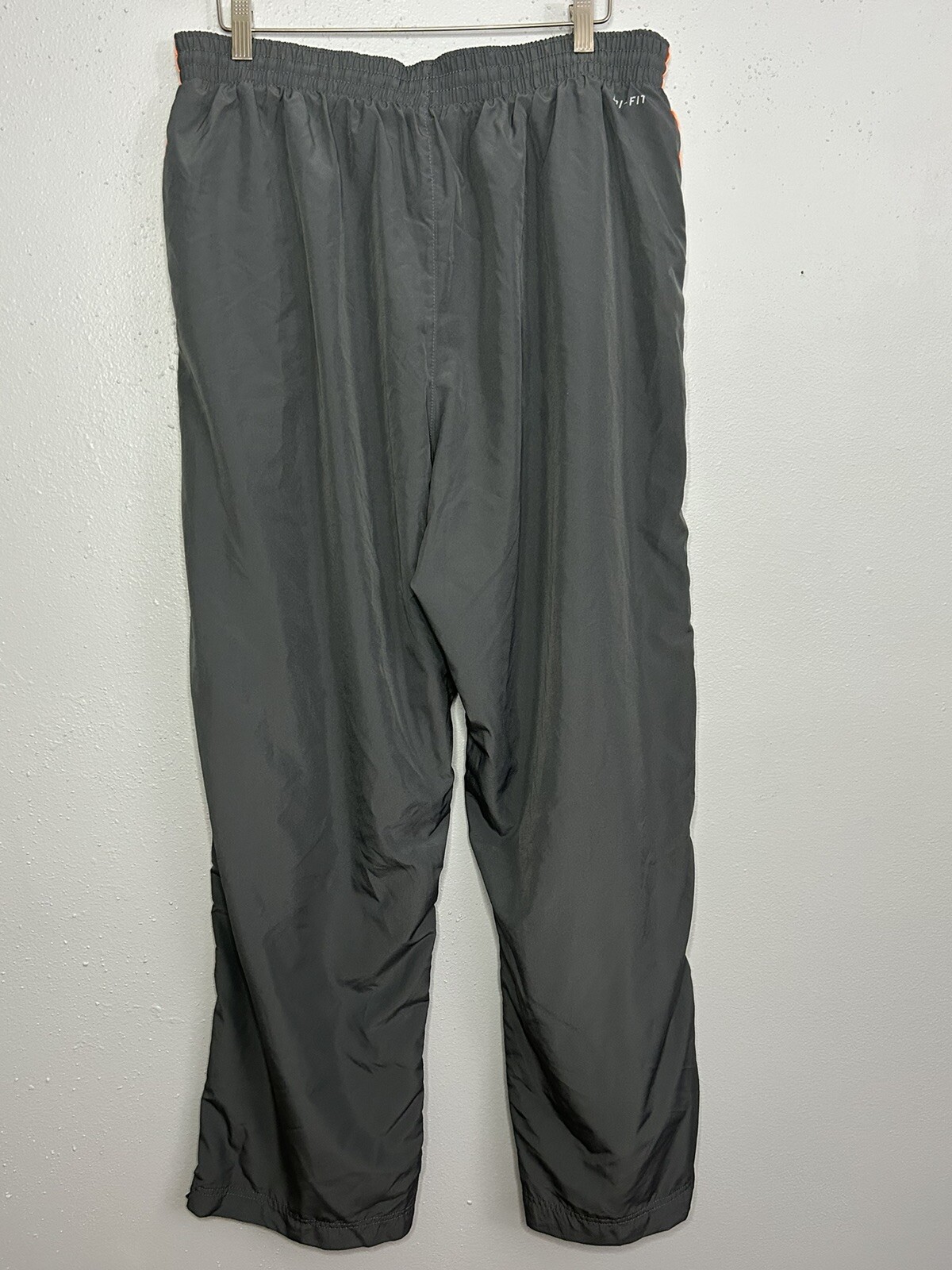 Nike Dry Fit Mens Tracksuit Bottoms gray orange side XL Ankle Zip polyester  | eBay