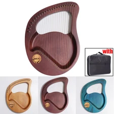 Lyre Harp 24-String Harp Solid Wood Mahogany Lyre Harp With Pick Strings Wiper