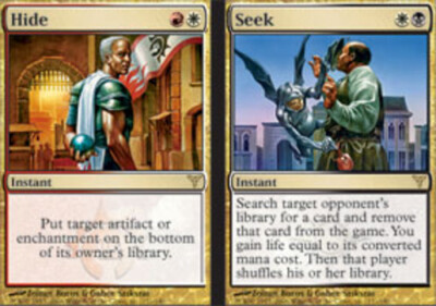 Slightly Played, French - 1 x MTG Hide // Seek - Foil Dissension