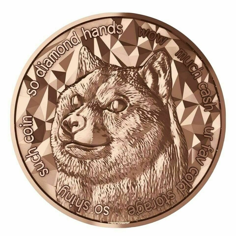 2021 1oz Blockchain Mint Crypto Dogecoin Copper Limited BU Round Coin