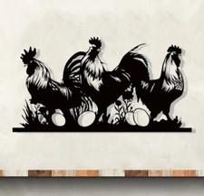 Chicken  Rooster Black Metal Art Wall Sign Decor Indoor or Outdoor Decor Gifts
