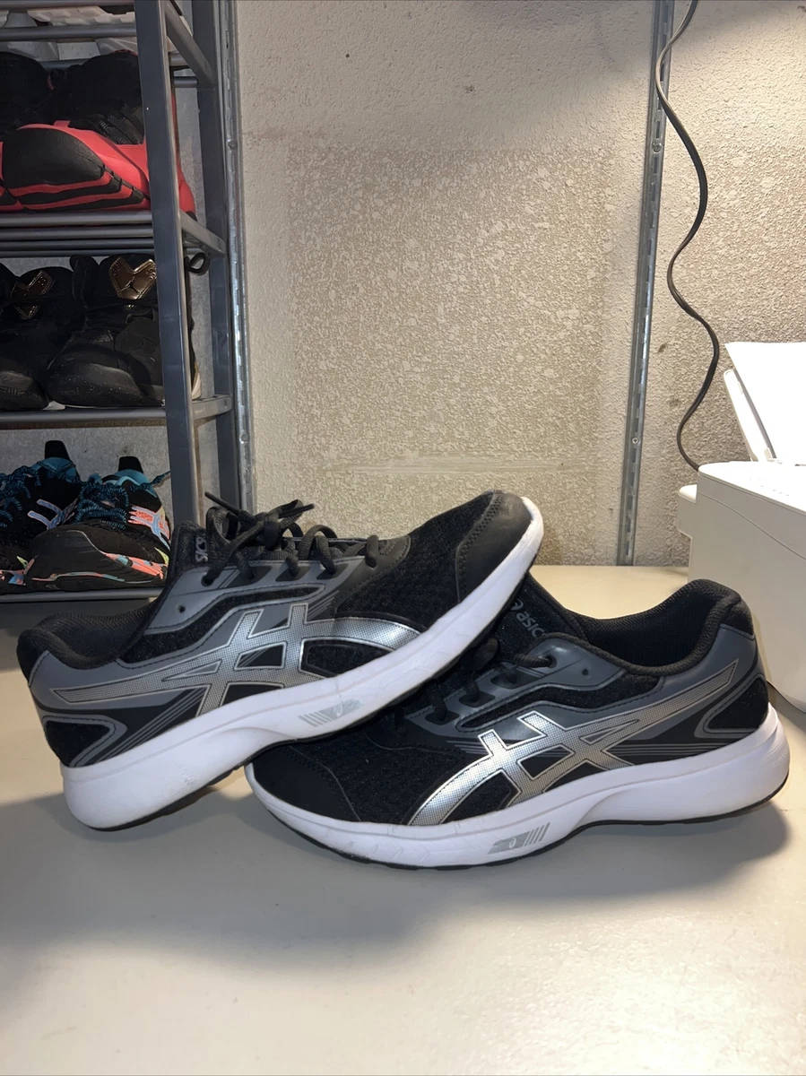 Asics Stormer Running Shoes T791S Black gray silver Womens Size
