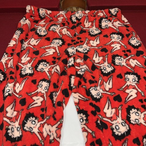 NEW XL Betty Boop RED Plush PANTS black Hearts Fleece Lounge Pajama Sleep 2023 - Picture 3 of 12