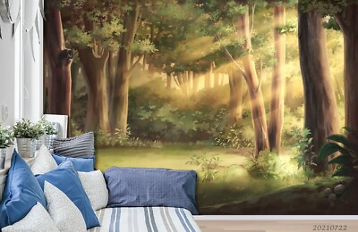 3D Sunshine Forest Landscape Wallpaper Wall Murals Removable Wallpaper ...
