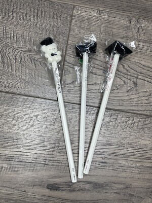 Set of 3 Vintage Novelty Pencils with Felt Toppers Taiwan D56 Graduation Theme