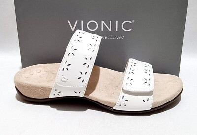 Vionic Rest Randi orthopädische Sandalen breit passend UK 5 weiß Leder verstellbar