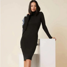 SHEIN Solid Black Bodycon Dress Size Small