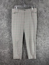 Talbots Hampshire Ankle Dress Pants Women 10 Black White Check Cotton Straight