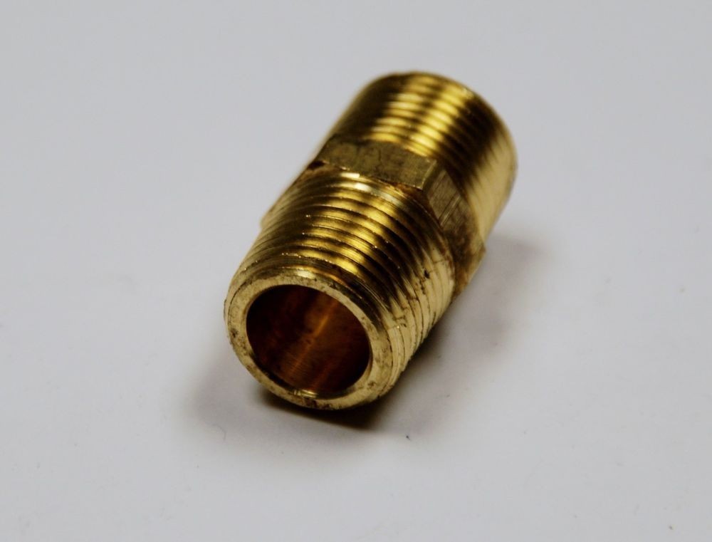  X216P-2 Parker 1/8"X 1/8" Brass Hex Pipe Nipple, Male to Male Pipe