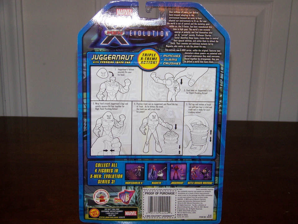 X-MEN: FIGURA EVOLUTION JUGGERNAUT CON BOTE DE BASURA APLASTANTE COMO NUEVO SERIE 3 2001 Foto 3 de 3