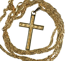 14k Gold Rope with Border Cross 14k Gold 20 inch Sparkle link Chain