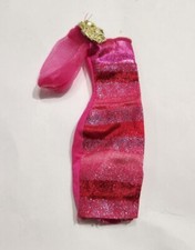 BARBIE DOLL DRESS PINK STRIPED CLASSIC STAEMENT DRESS CUTE ONLY DOLL CLOTHES