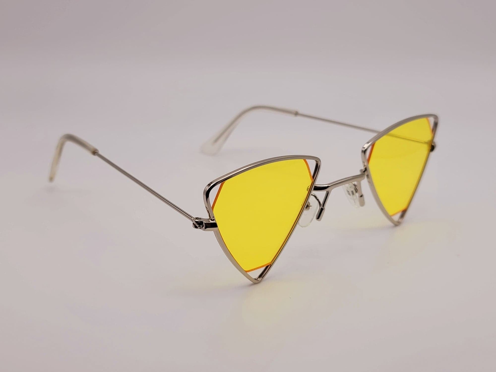 Retro Vintage Yellow Cateye Triangle Sunglasses for Women-image