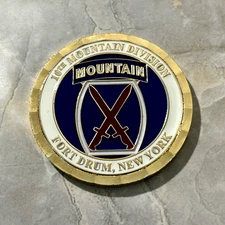 Official US ARMY 10TH MOUNTAIN FORT DRUM 1ST BATT 22ND INF Challenge Coin 1.75"