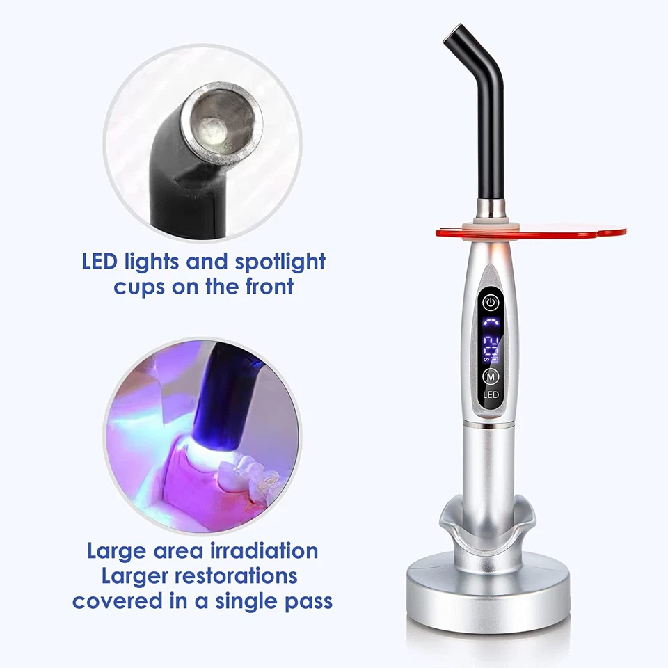 Lámpara de luz de curado LED inalámbrica dental 2000MW 5W herramienta resina cura Foto 4 de 4