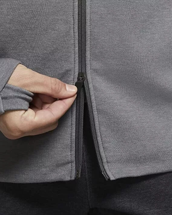 SACAI X NIKE Nike Yoga Dri FIT Uomo Full Zip Felpa con Cappuccio Fori Pollice Giacca Peso Medio Grigio M L