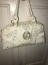 Vintage Rocawear Y2k Purse White Gold Bling Hard Wear Logo Canvas Excellent