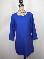J. Crew Factory Wool Blend Dress Royal Blue Lined 3/4 Sleeve Size 2