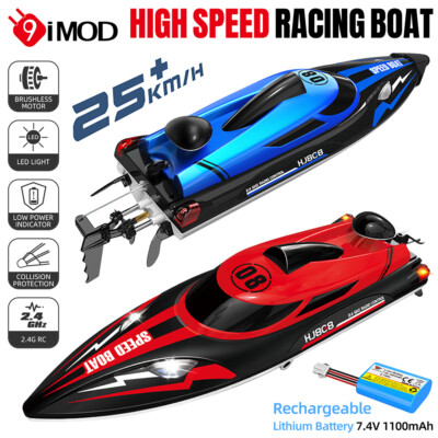 9IMOD HJ808 2.4G High-Speed Remote Control Racing Boat LED Brushed Motor 25Km/h