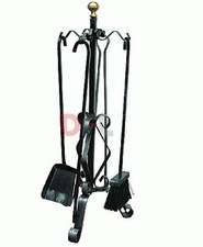 SET ATTREZZI CAMINO COMPLETO LISCIO ACCESSORI PER CAMINETTI H.67 PZ.4