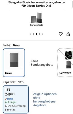 Seagate Speichererweiterungskarte 1 TB für Xbox Series X|S, Grau/Schwarz