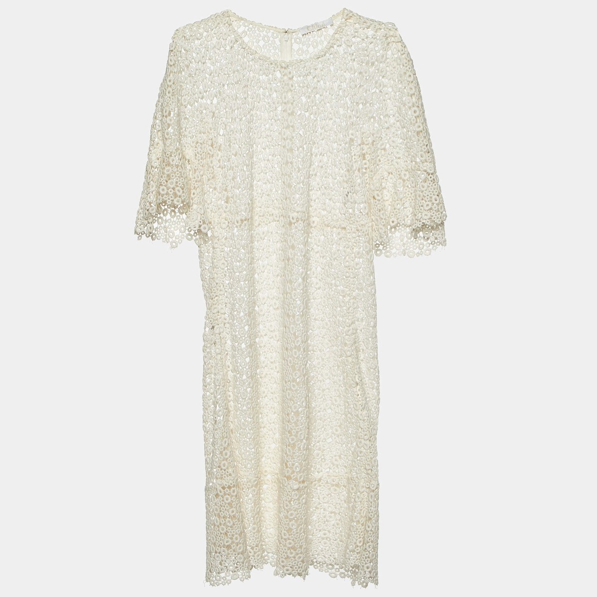 white lace long sleeve knee length dress White Lace Knee Length Dress