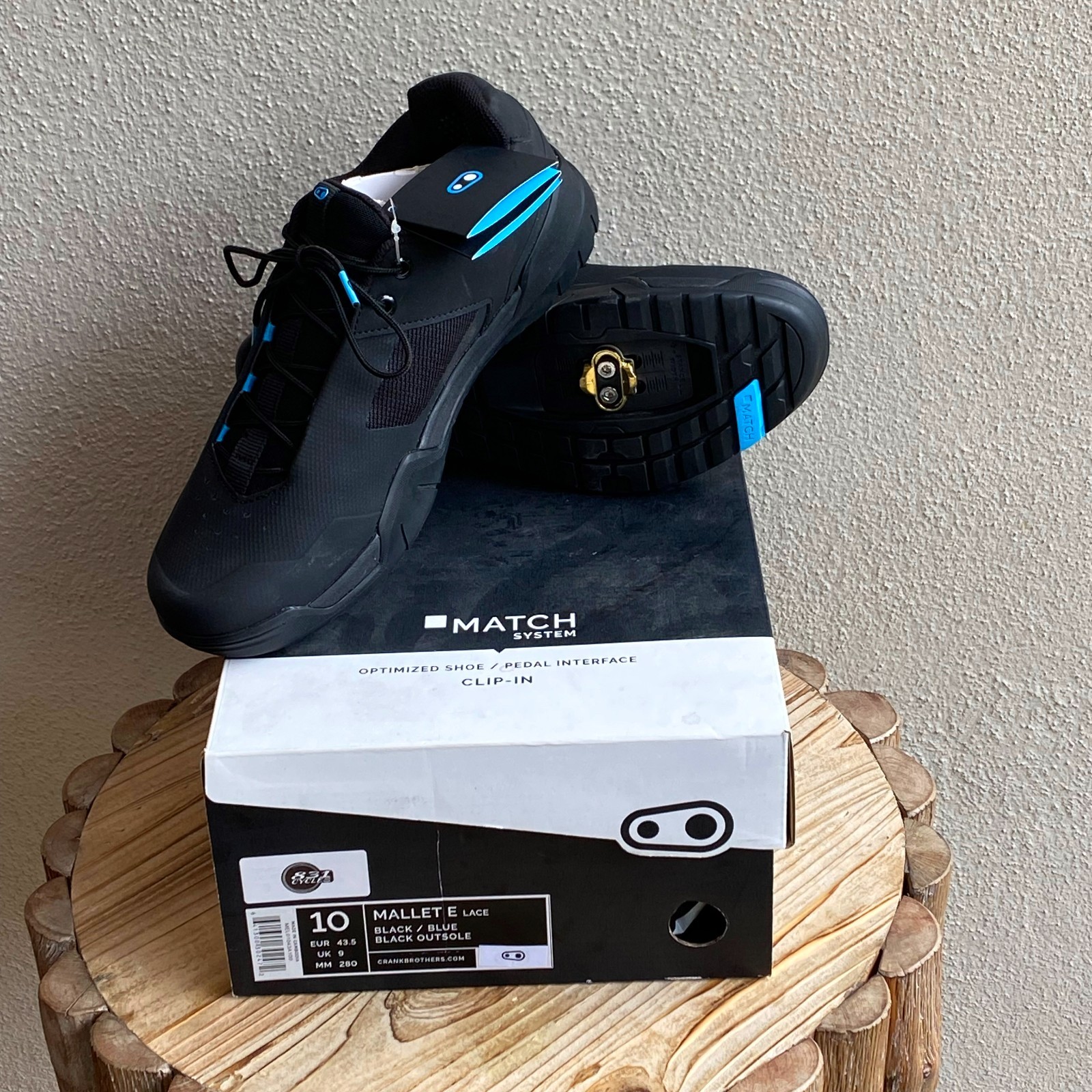Crankbrothers Mallet E Lace Shoes Clip-In, Size 10 / 43.5, Black w/ Blue, Cleats