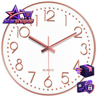 Wanduhr RoséGold 25Cm Modern Design FüR Wohnzimmer Schlafzimmer Deko