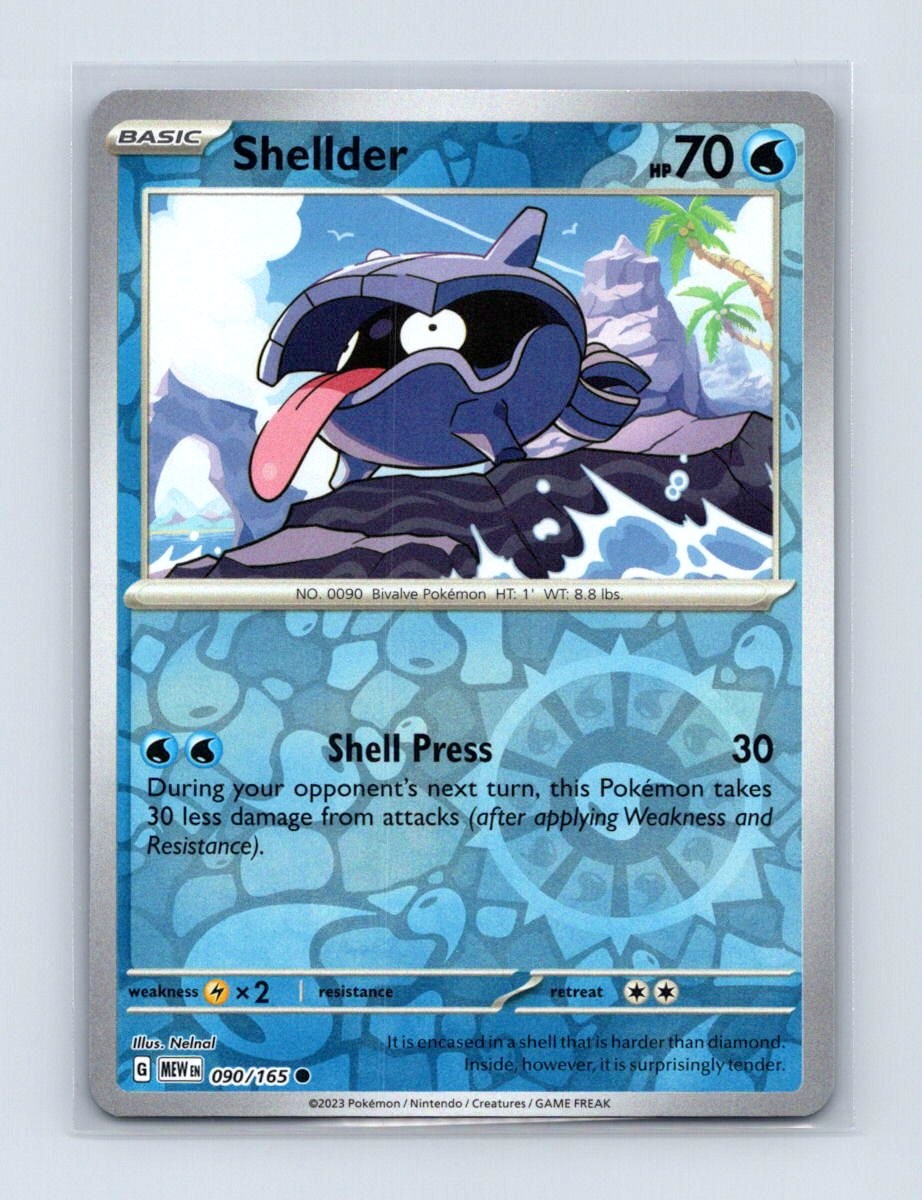 Shellder 090/165 Common 151 Pokemon Reverse Holo Near Mint