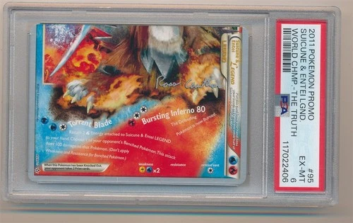 2011 POKEMON PROMO WORLD CHAMPION THE TRUTH SUICUNE & ENTEI LEGEND #95 PSA 6