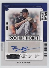 2021 Panini Contenders Rookie Ticket 2 Ben Bowden #157 Auto 0t02