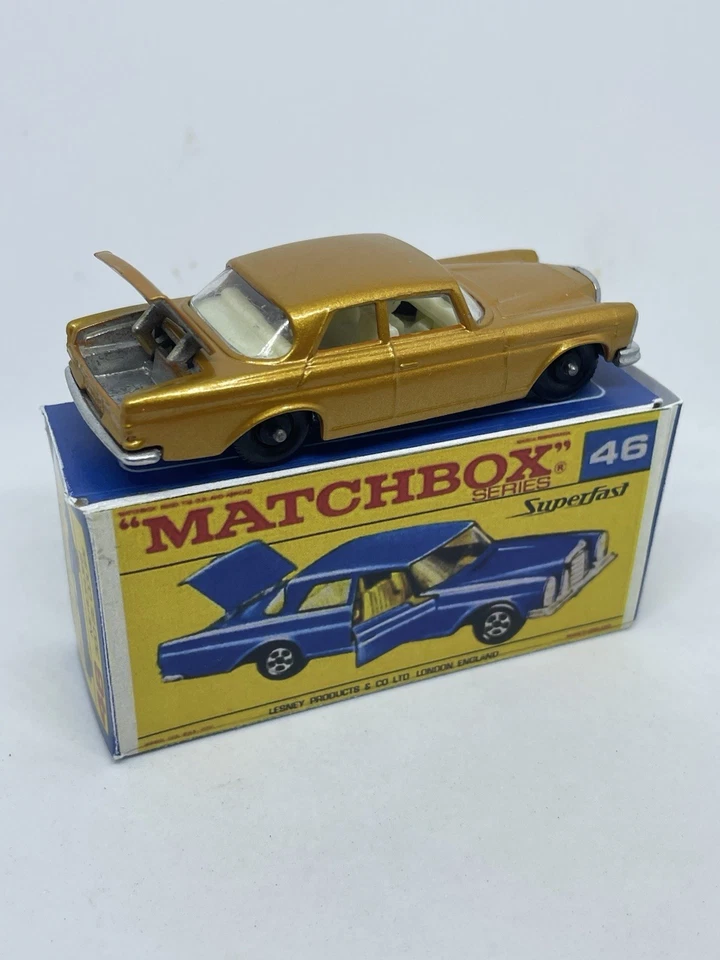 Vintage Lesney Matchbox 46 Custom Reg Wheels Mercedes Benz 300se Nice Repro Box - Image 4 of 4