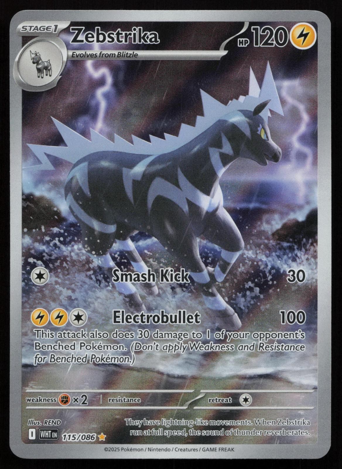 Zebstrika 115/086 Holo Illustration Rare White Flare Pokemon English NM