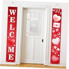 Valentine's Day Door Banner Decorations Red Heart Welcome Porch Banners