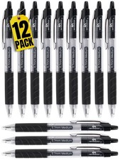 Black Retractable Gel Pens 12 PCS 0.7mm Medium Point Rollerball Ink Pens