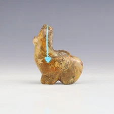 NATIVE AMERICAN ZUNI AMMONITE BEAR FETISH BY KENRIC LAIWAKETE