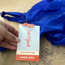 Cat  Jack Boys Blue Snow Bibs Medium Recycled Polyester Winter Zipper
