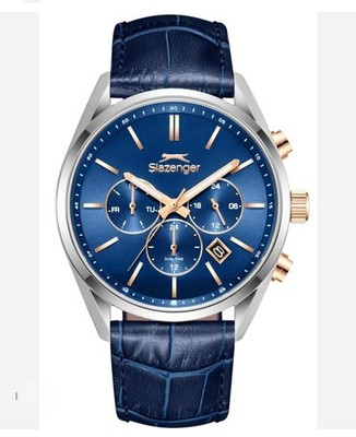 「Slazenger」V-968 Slazenger Vortex Watch Diving Dark Blue Genuine Leather Dark Blue