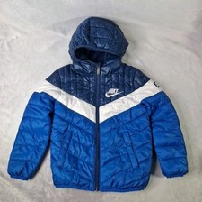 Nike Sportswear Synthetic-Fill Puffer Jacket Size 4-5 Years Blue/White Hooded