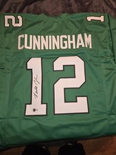 Randall Cunningham Signed Eagles Jersey Green Beckett Witness Autographed NFL