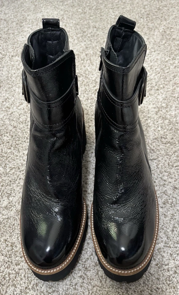 Paul Verde Negro Charol Hebilla Cuña Botas Botines Nuevo Talla US 10 UK 7.5 Foto 2 de 4