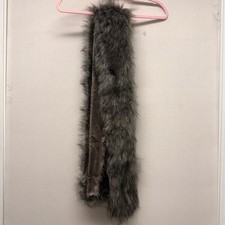 Women's A New Day Gray Faux Fur Scarf One Size