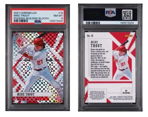2021 Panini Chronicles #19 Mike Trout Phoenix Building Blocks - Angels PSA 8
