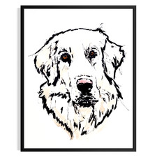 Original Acrylic 11x14 Dog Pet Portrait Canvas Signed Black White Wall Art