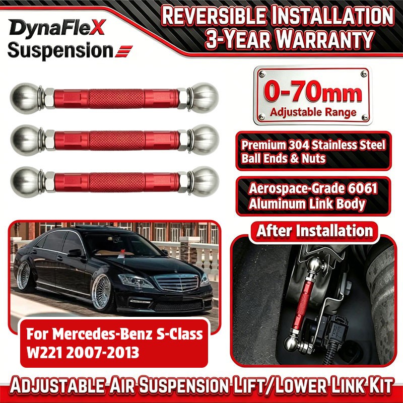 For Mercedes-Benz S-Class W221 Adjustable Air Suspension Lowering Links Kit