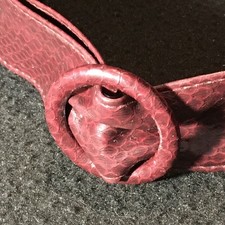 90s Vtg Belt Red Faux Snake Skin Self Covered O Ring Buckle Xs to M Adjustable